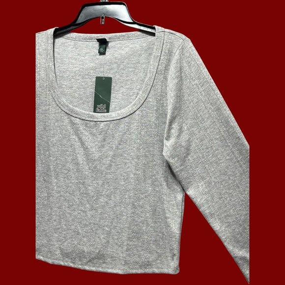 Wild Fable - Women's Long Sleeve Pointelle T-Shirt - Gray - XXL - Picture 13 of 13